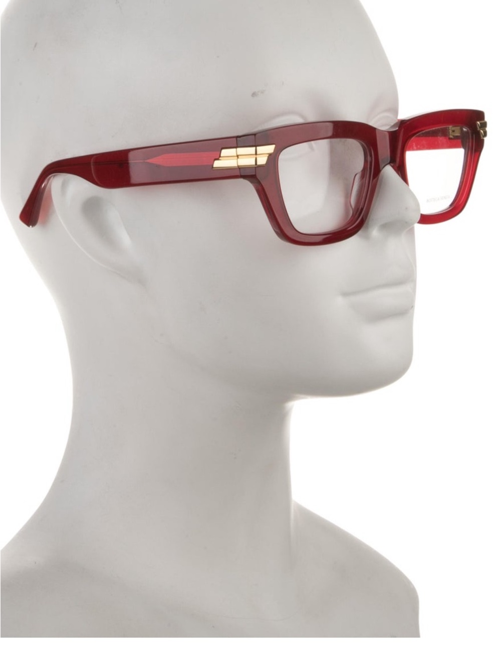 Bottega Veneta Red Rectangular Women's Glasses with Gold Accent